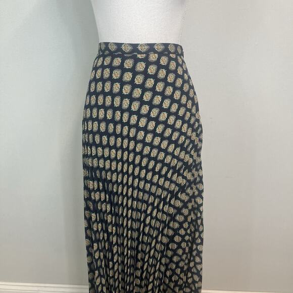 Banana Republic Skirt size 6 Navy Blue Orange Green Floral Sheer Maxi Pleated - Picture 3 of 10